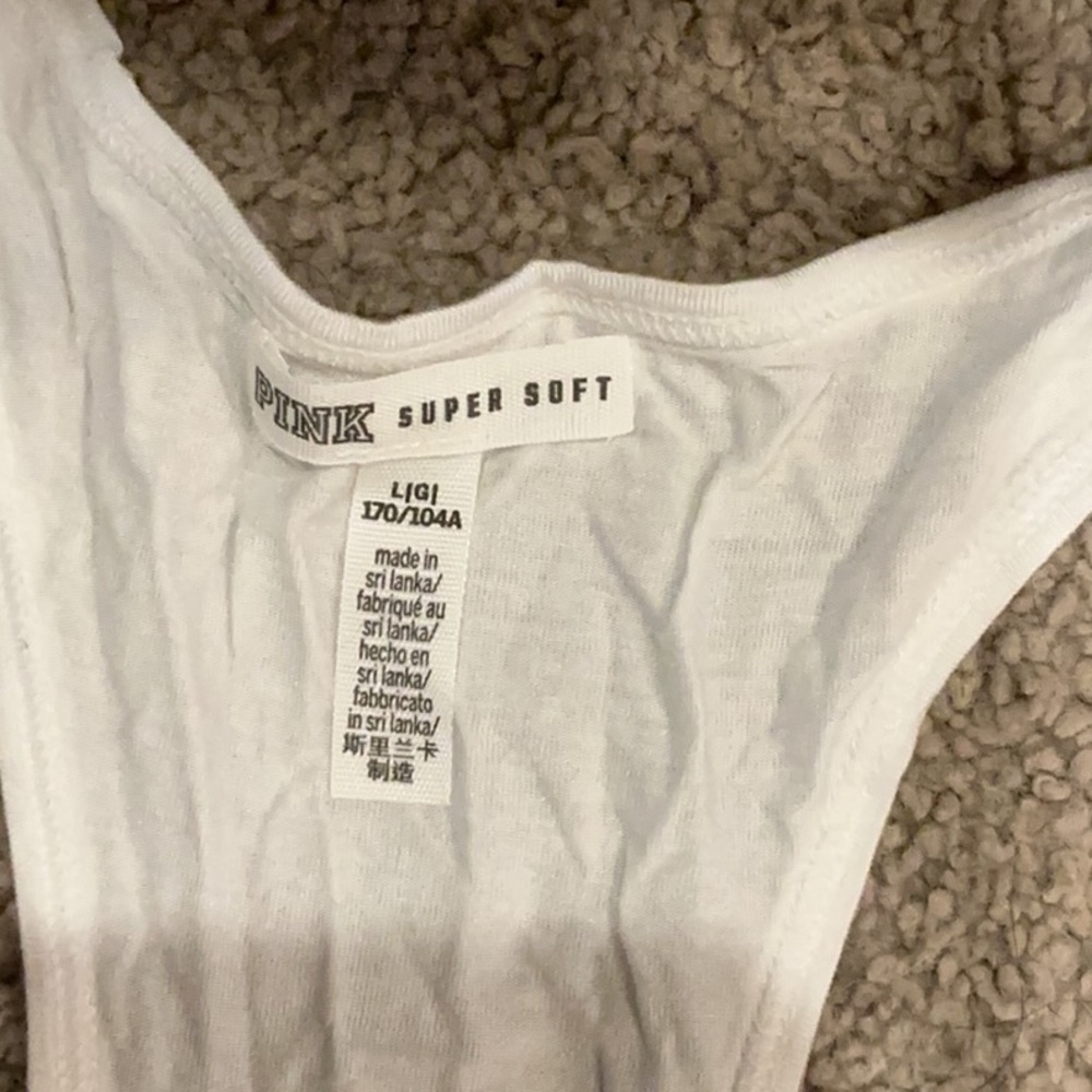PINK Victoria's Secret White Tank Top with Pink Logo - Picture 3 of 4